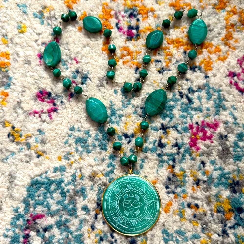 Vintage Aztec pendant with necklace